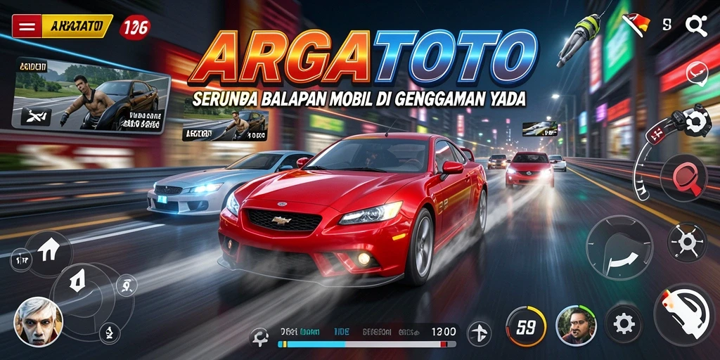 Screenshot gameplay ARGATOTO yang menampilkan aksi balapan yang mendebarkan.