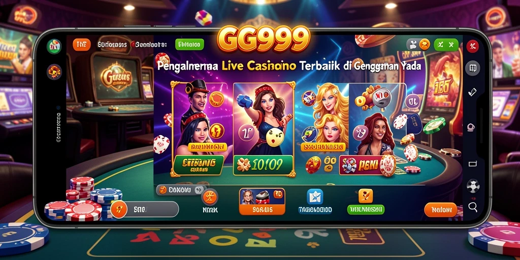 Screenshot gameplay GG999 menunjukkan dealer langsung dan suasana kasino yang realistis.