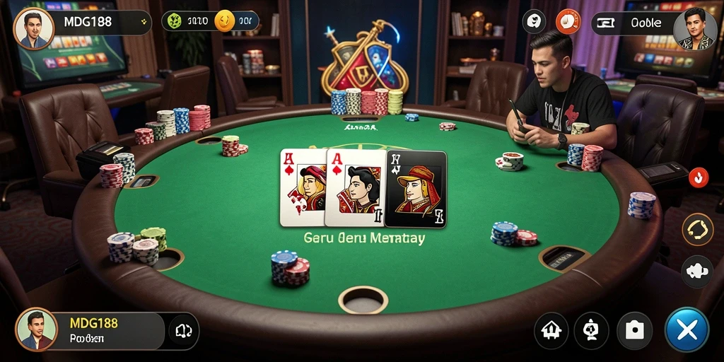 Tampilan gameplay seru di MDG188, tempat bermain Poker.