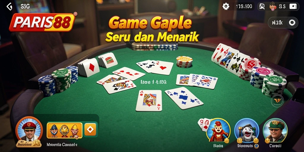 Screenshot gameplay PARIS88 menampilkan keseruan permainan Gaple.