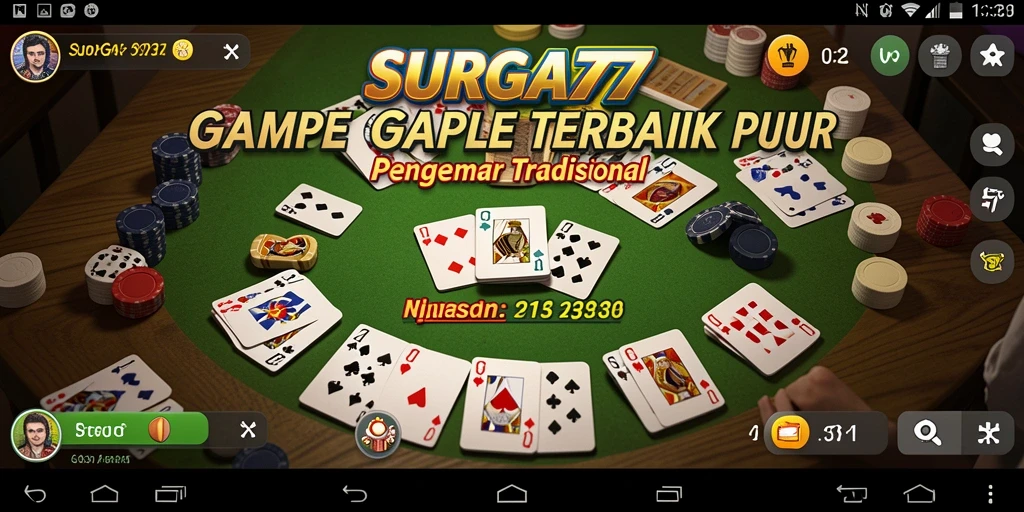 Tampilan seru game Gaple SURGA77 saat dimainkan bersama teman.
